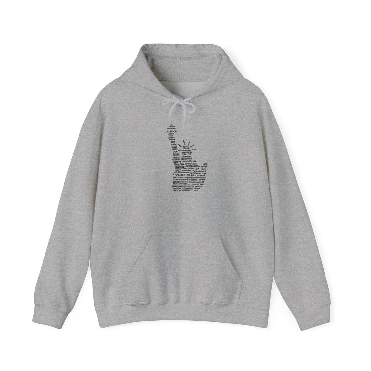 Statue of Liberty Typography Hoodie — NYC Landmark Text Art Sweatshirt