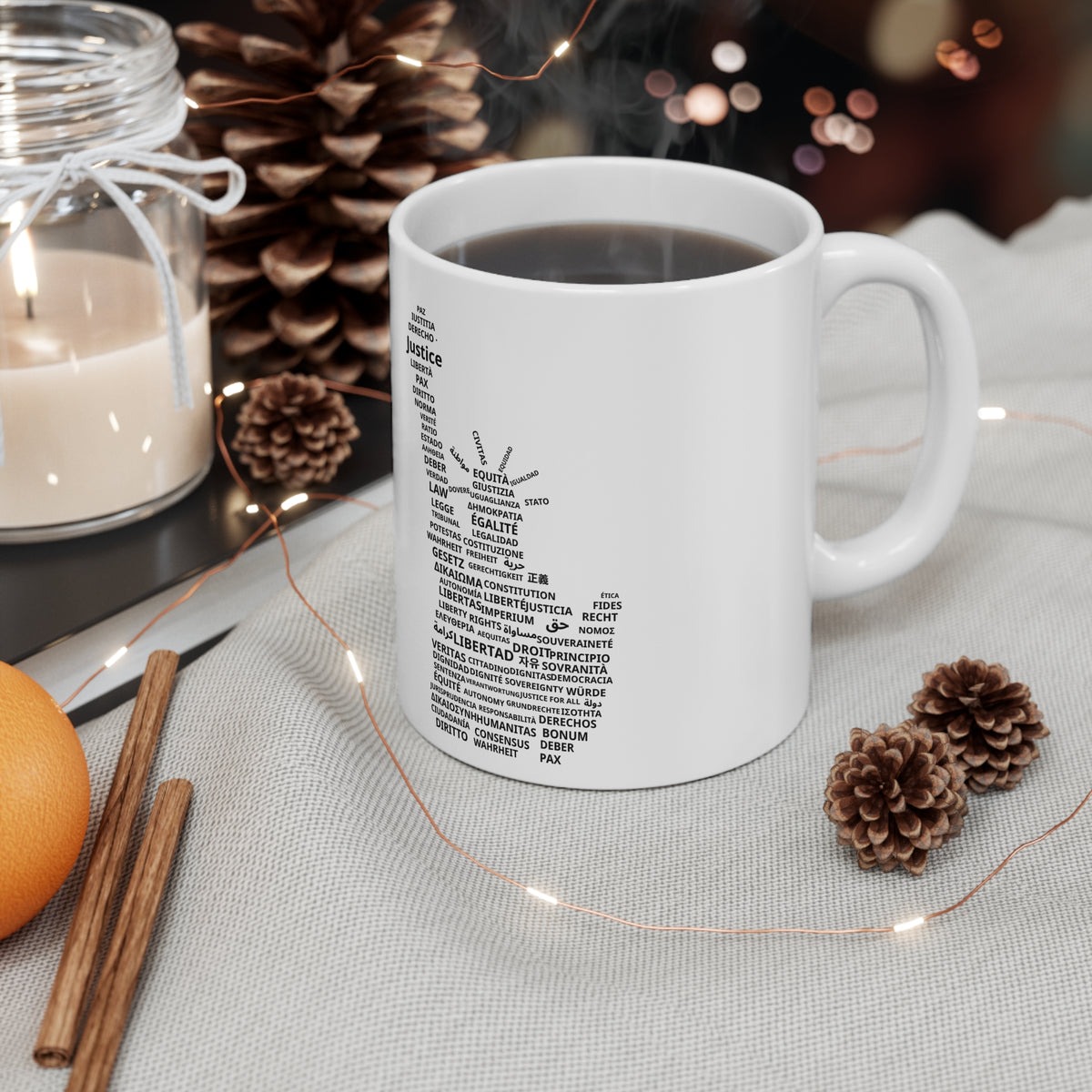 Justice Word-Art Mug — 11oz Typography Coffee Cup