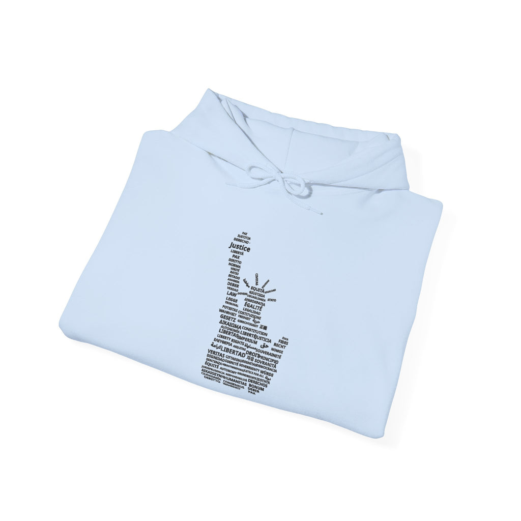 Statue of Liberty Typography Hoodie — NYC Landmark Text Art Sweatshirt