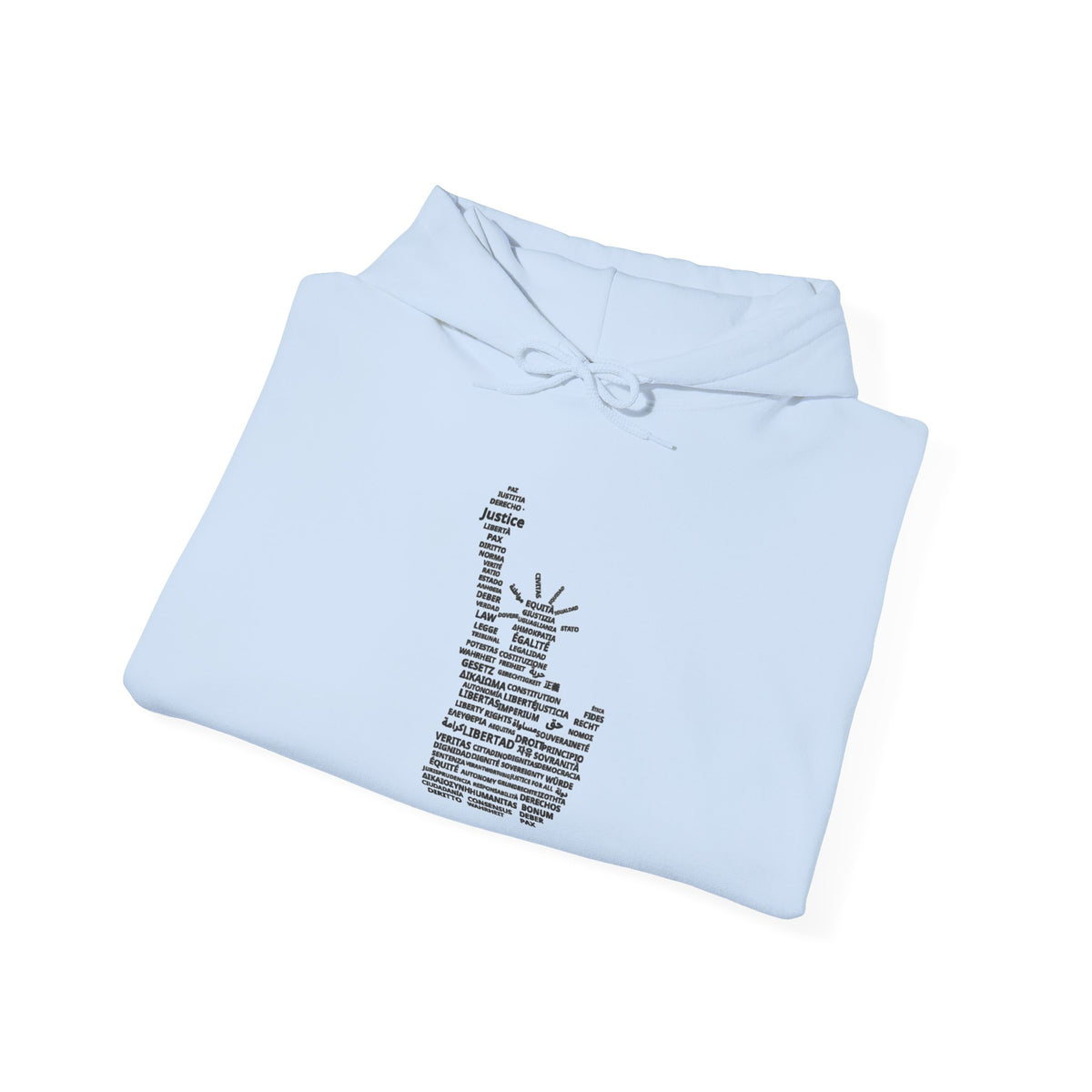 Statue of Liberty Typography Hoodie — NYC Landmark Text Art Sweatshirt