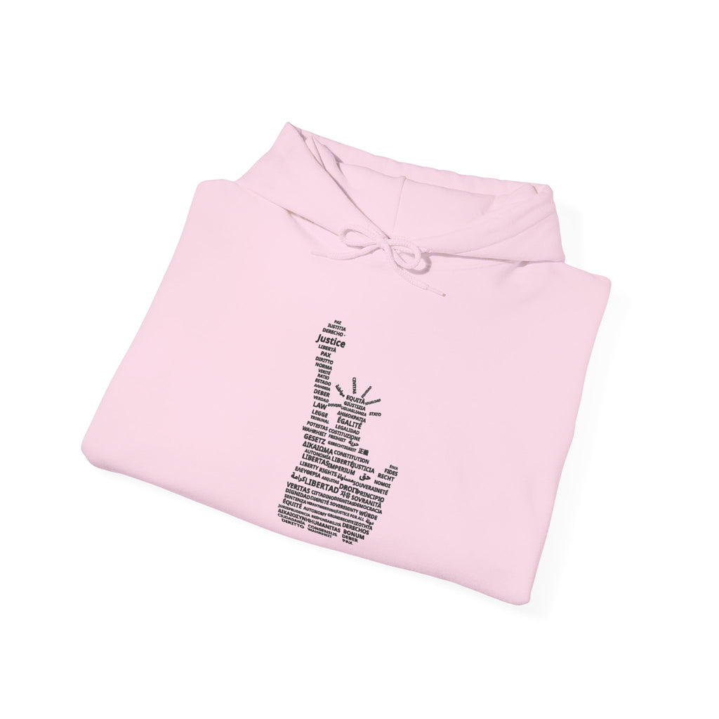 Statue of Liberty Typography Hoodie — NYC Landmark Text Art Sweatshirt