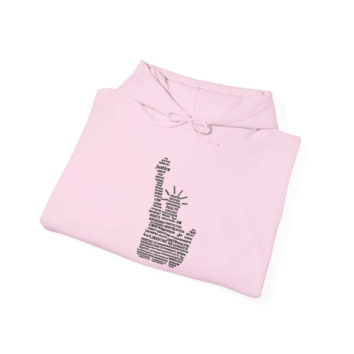 Statue of Liberty Typography Hoodie — NYC Landmark Text Art Sweatshirt