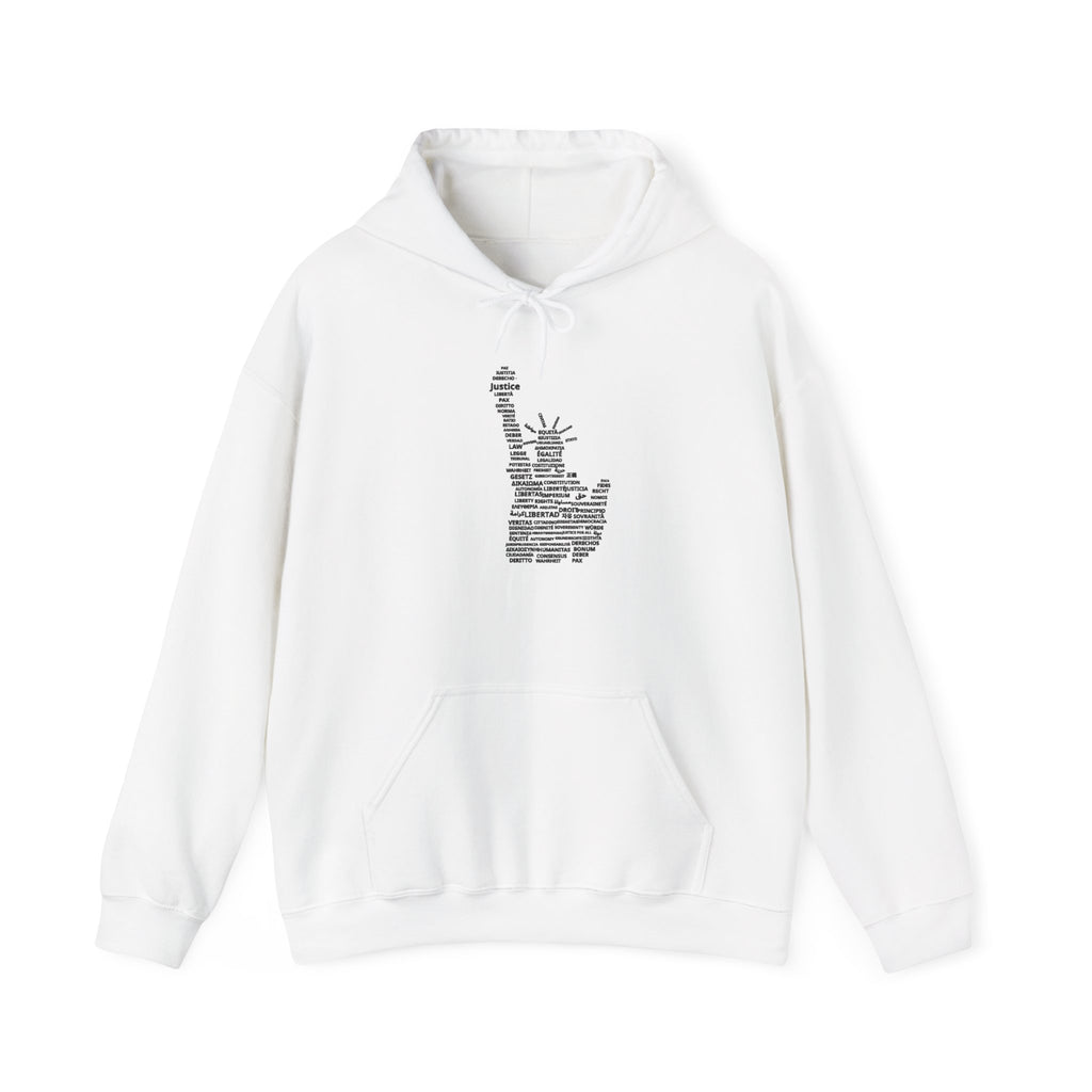 Statue of Liberty Typography Hoodie — NYC Landmark Text Art Sweatshirt
