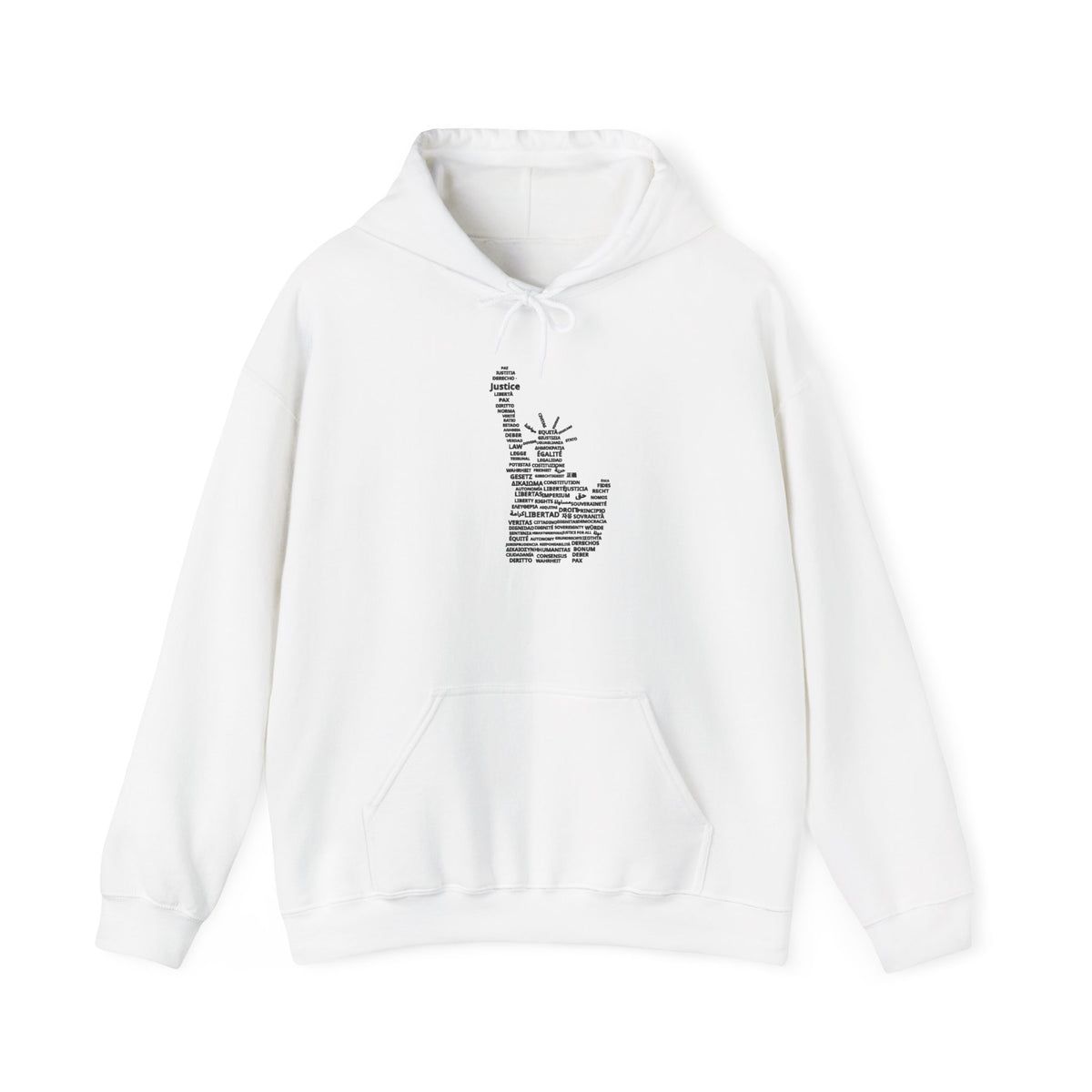 Statue of Liberty Typography Hoodie — NYC Landmark Text Art Sweatshirt
