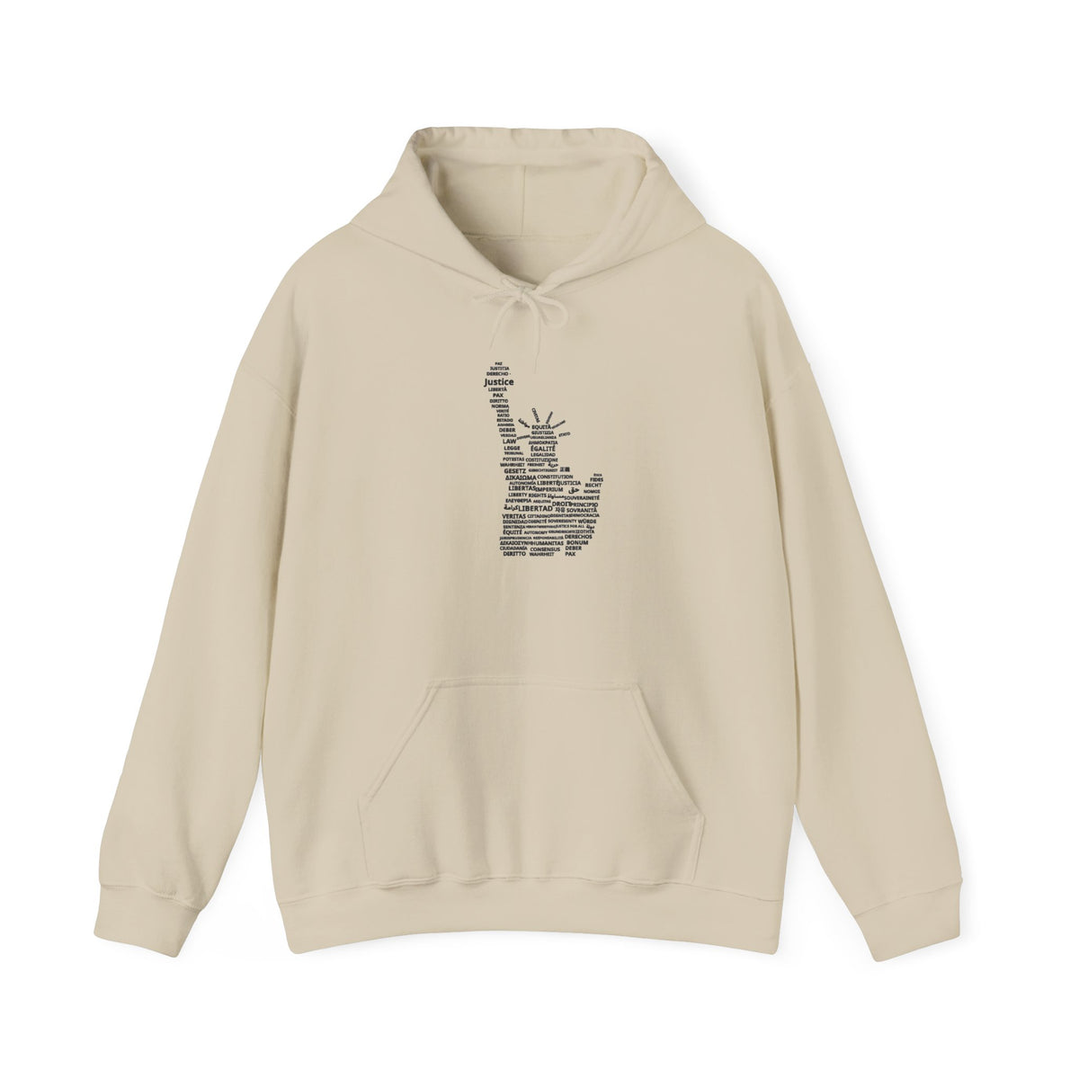 Statue of Liberty Typography Hoodie — NYC Landmark Text Art Sweatshirt
