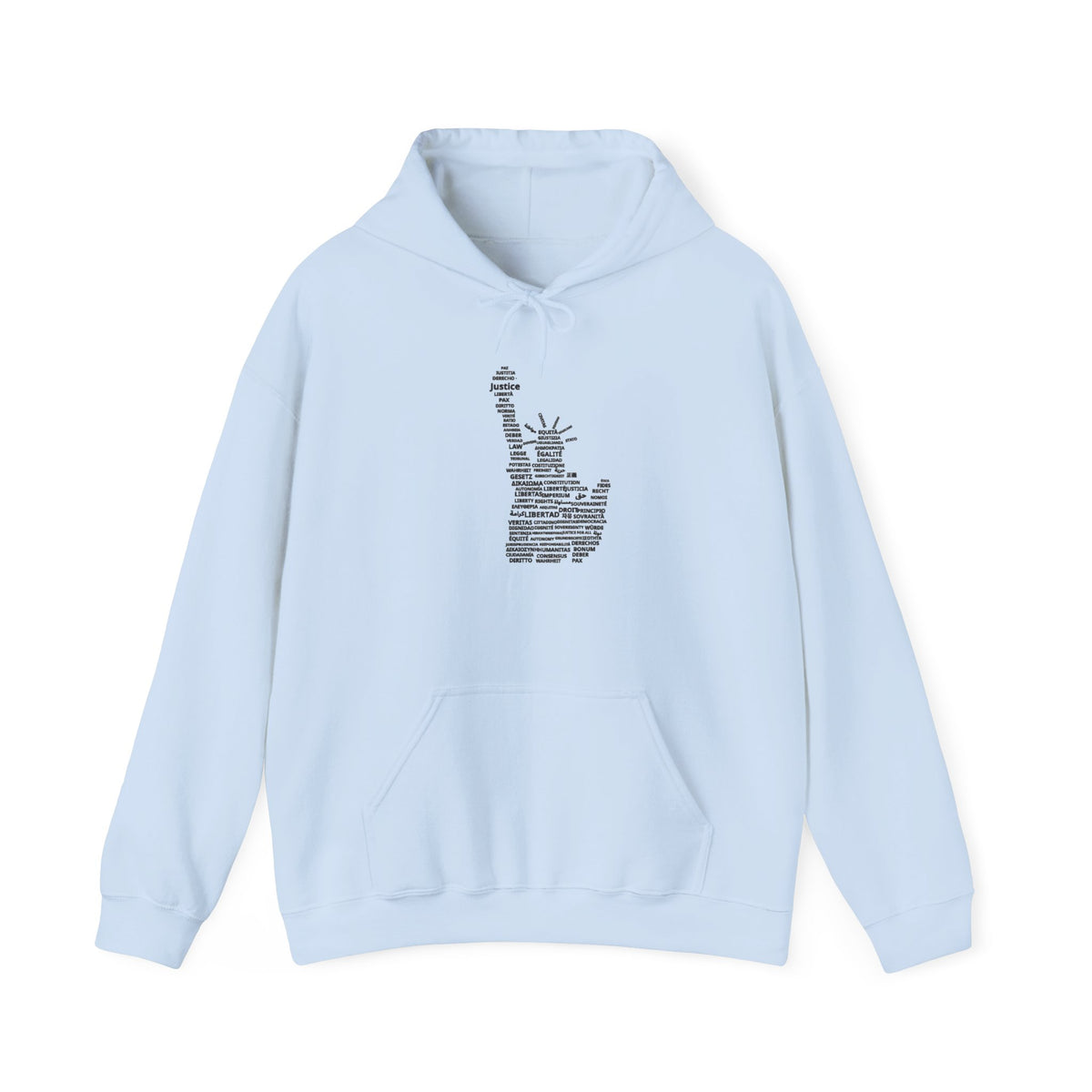 Statue of Liberty Typography Hoodie — NYC Landmark Text Art Sweatshirt